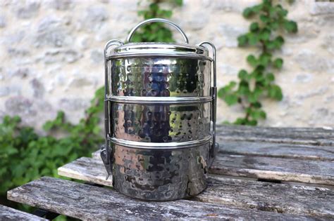 hammered metal tiffin lunch box|Steel Tiffin Lunch Box .